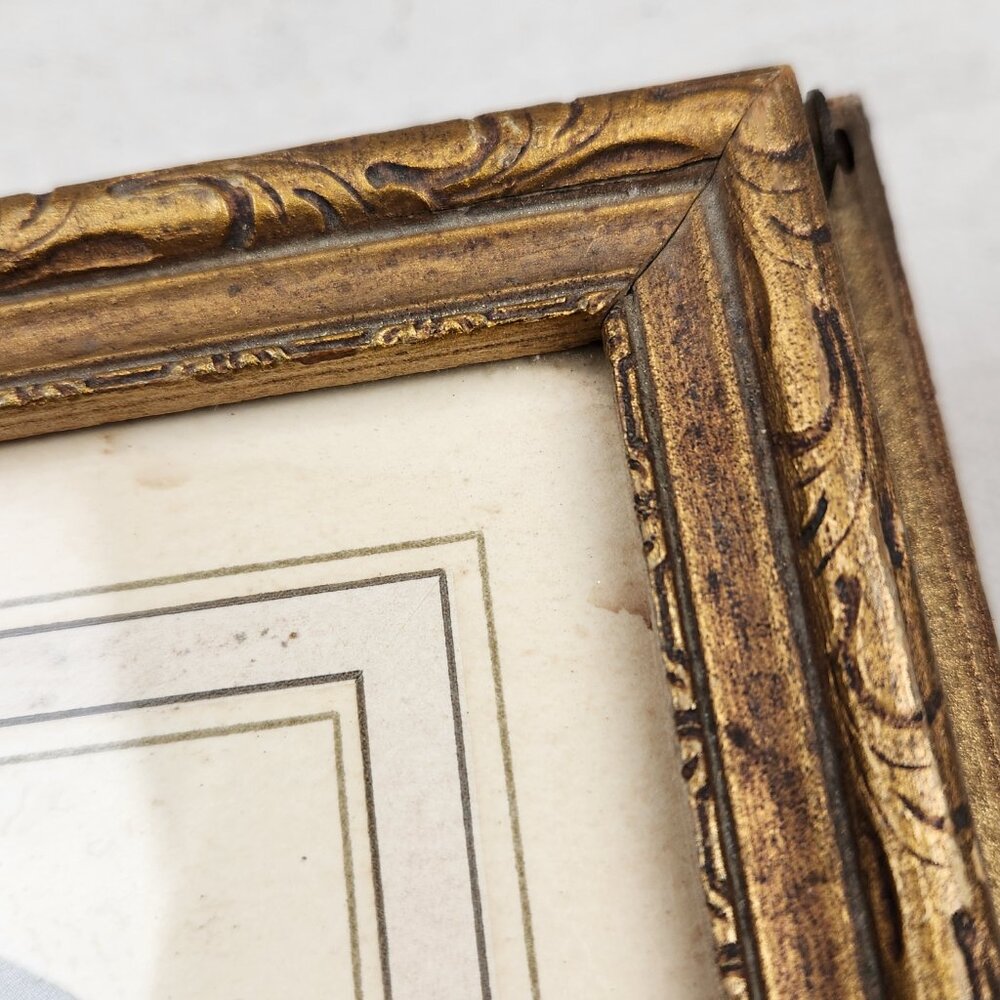 VTG Trinket Jewelry Box Carved Wood Mirror Interior Glass Top Gold Tone 8X6X2.5" - Picture 6 of 15